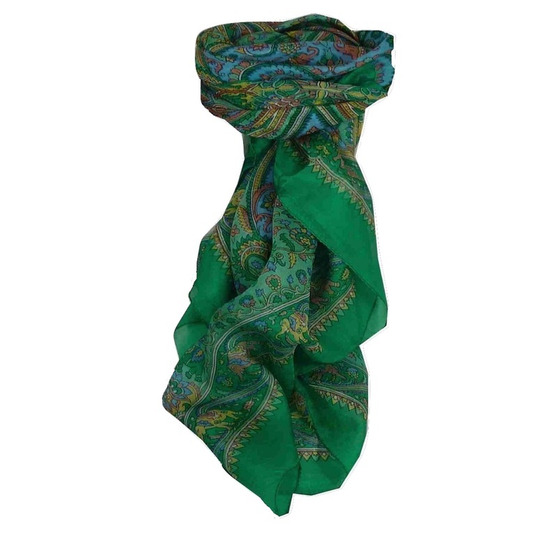 Mulberry Silk Traditional Square Scarf Dida Teal by Pashmina & Silk | Fruugo SG