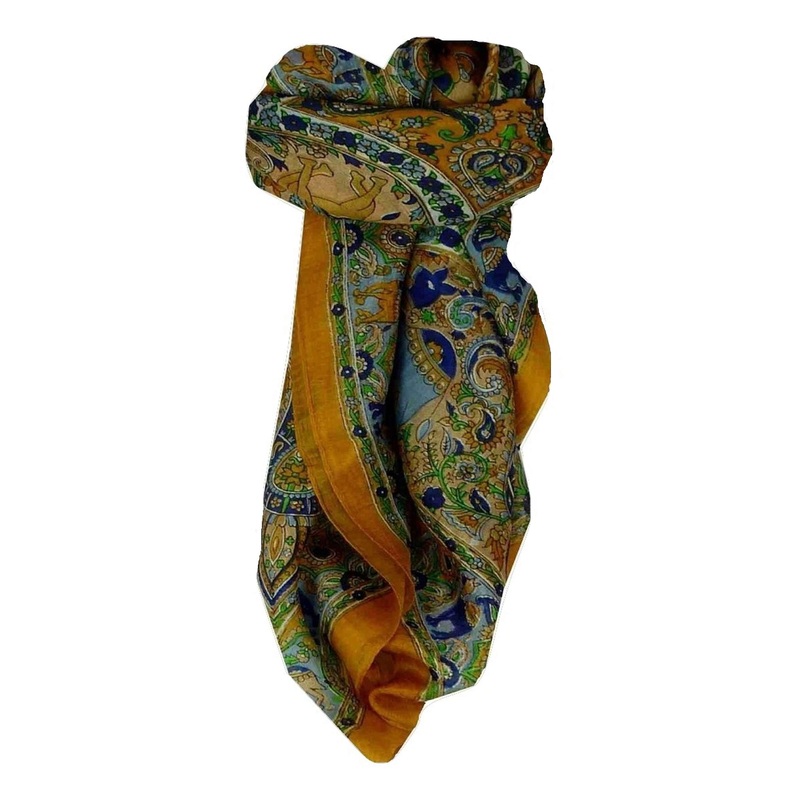 Mulberry Silk Traditional Square Scarf Kaladi Gold by Pashmina & Silk | Fruugo SG