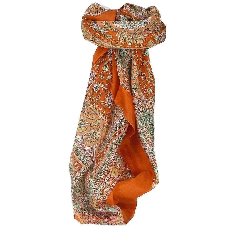 Mulberry Silk Traditional Square Scarf Kambi Terracotta by Pashmina & Silk | Fruugo SG