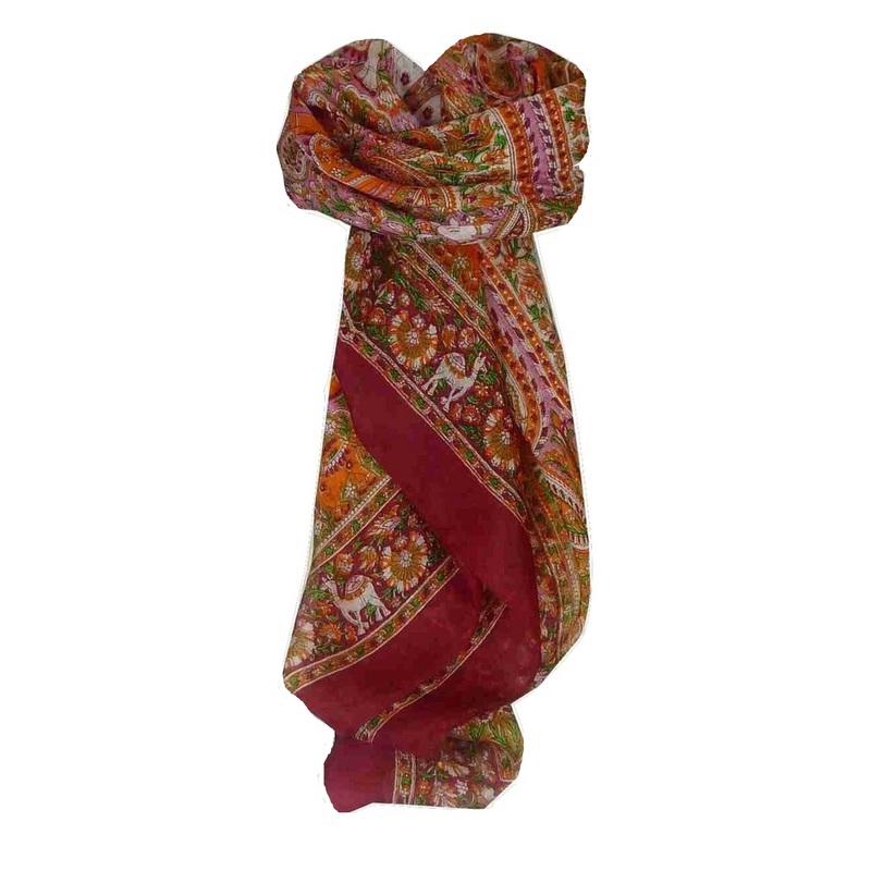 Mulberry Silk Traditional Square Scarf Sarnath Red by Pashmina & Silk | Fruugo SG