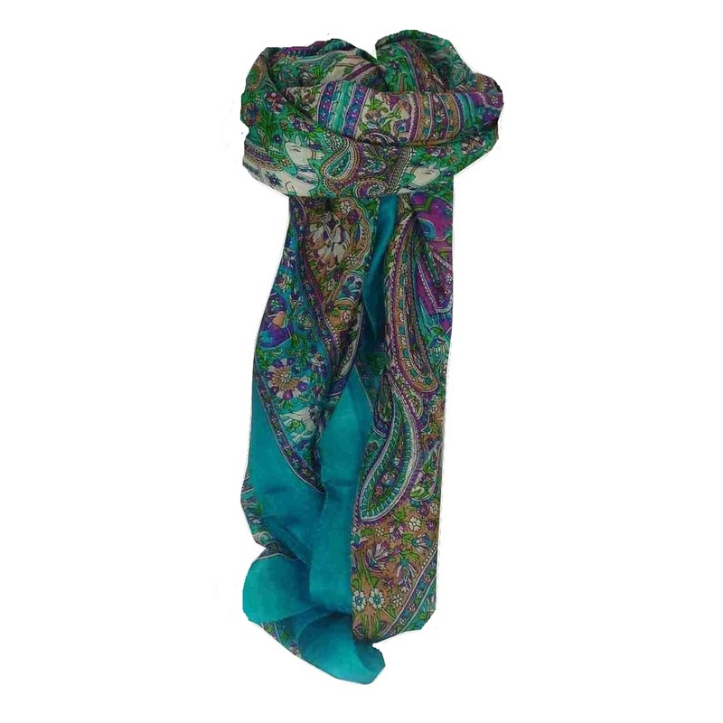 Mulberry Silk Traditional Square Scarf Sarnath Sky by Pashmina & Silk | Fruugo SG