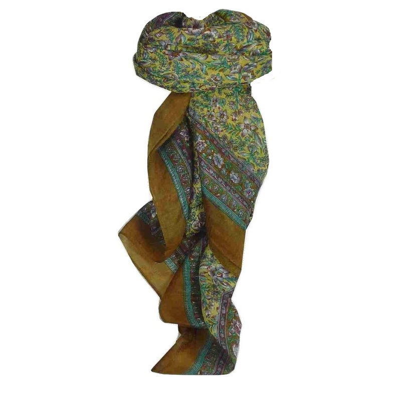 Mulberry Silk Traditional Square Scarf Veda Caramel by Pashmina & Silk | Fruugo SG