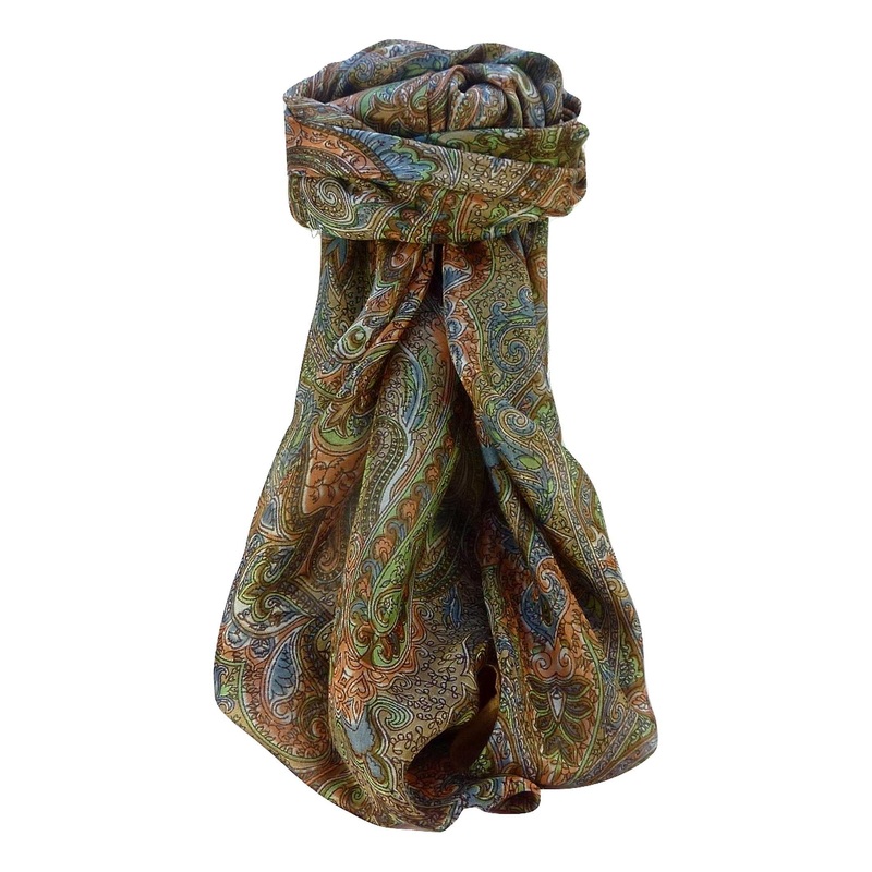 Mulberry Silk Traditional Square Scarf Zia Chestnut by Pashmina & Silk | Fruugo SG