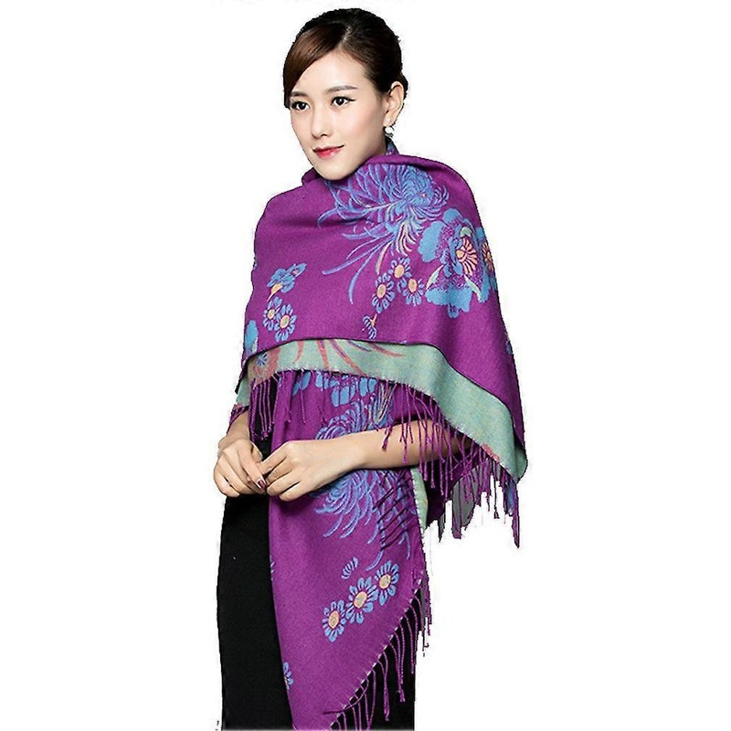 Pashmina Shawl Wrap Long Poncho Thicken Scarf with Tassel for Lady Ethnic Style | Fruugo SG