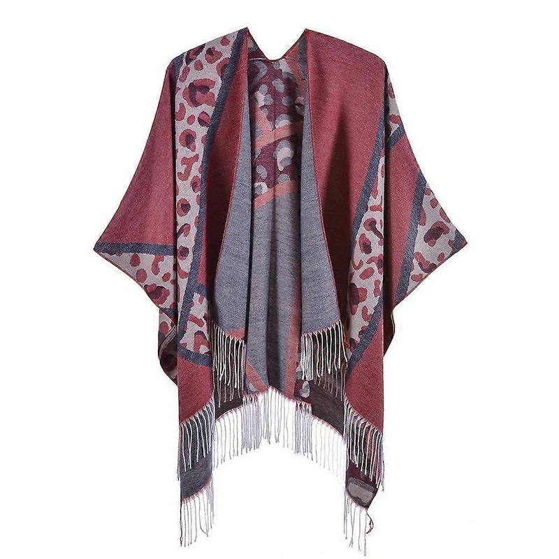 Pink Leopard Print Pashmina Shawl Wrap with Tassel Winter Poncho Cashmere Feel Cape for Women | Fruugo SG