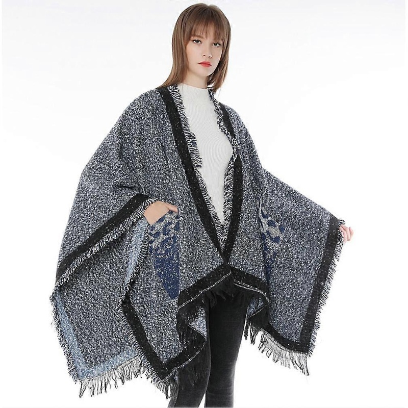 Thicken Shawl Wrap with Pocket Pashmina Warm Cardigant with Tassel for Lady | Fruugo SG