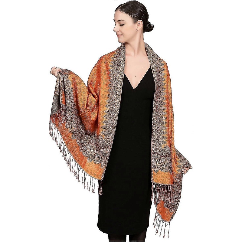 Luxurious Double Layered Jacquard Big Paisley Pashmina Shawl Wrap Scarf | Fruugo SG