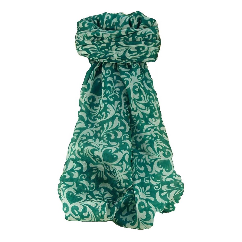 Mulberry Silk Contemporary Square Scarf Akola Teal by Pashmina & Silk | Fruugo SG