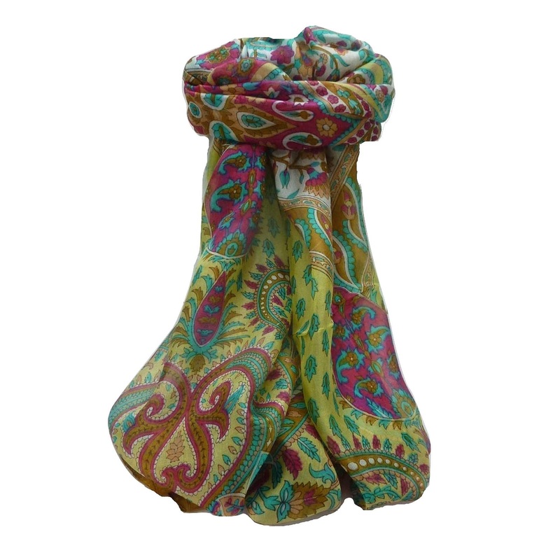 Mulberry Silk Traditional Long Scarf Dasari Chestnut by Pashmina & Silk | Fruugo SG