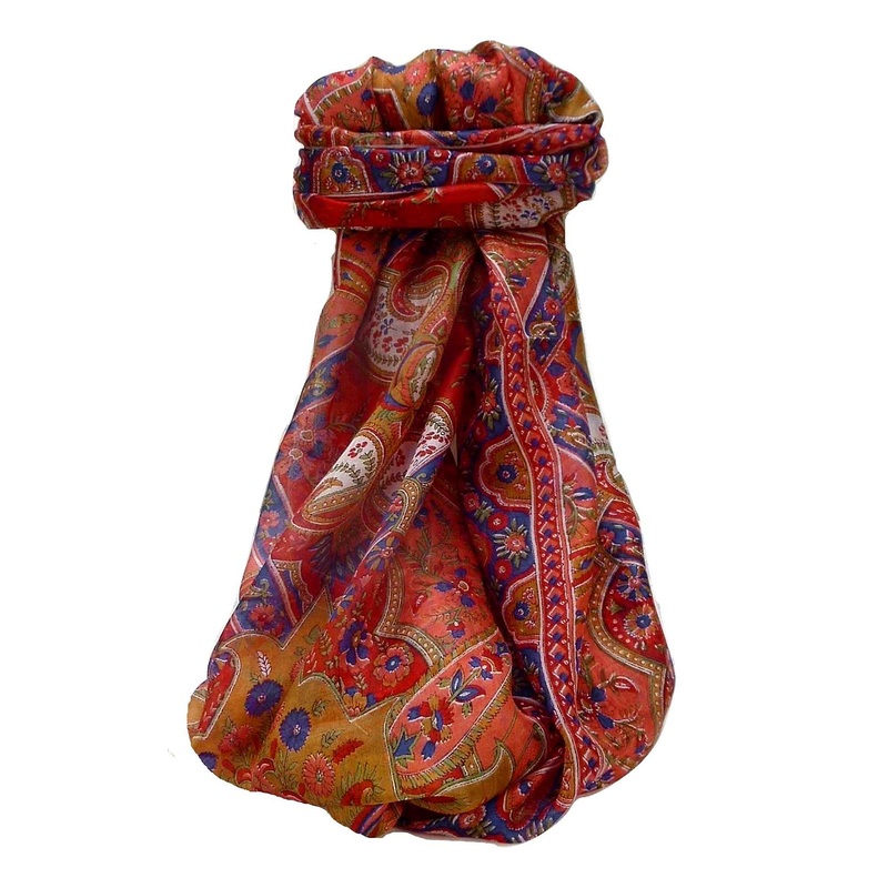 Mulberry Silk Traditional Long Scarf Kalyan Scarlet by Pashmina & Silk | Fruugo SG