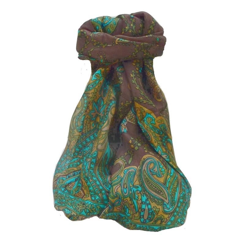 Mulberry Silk Traditional Long Scarf Komal Chocolate by Pashmina & Silk | Fruugo SG