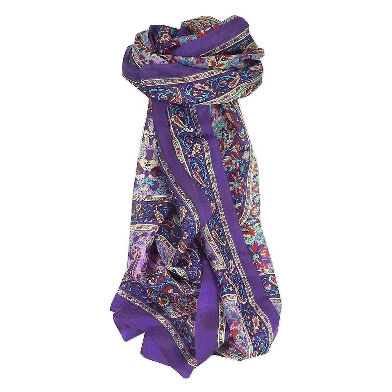 Mulberry Silk Traditional Long Scarf Purna Violet by Pashmina & Silk | Fruugo SG