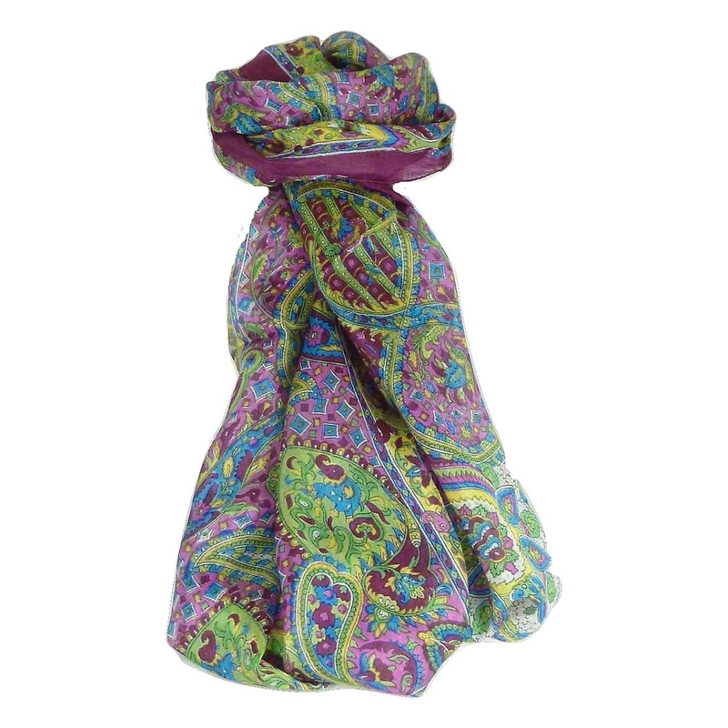 Mulberry Silk Traditional Long Scarf Rajeet Violet by Pashmina & Silk | Fruugo SG