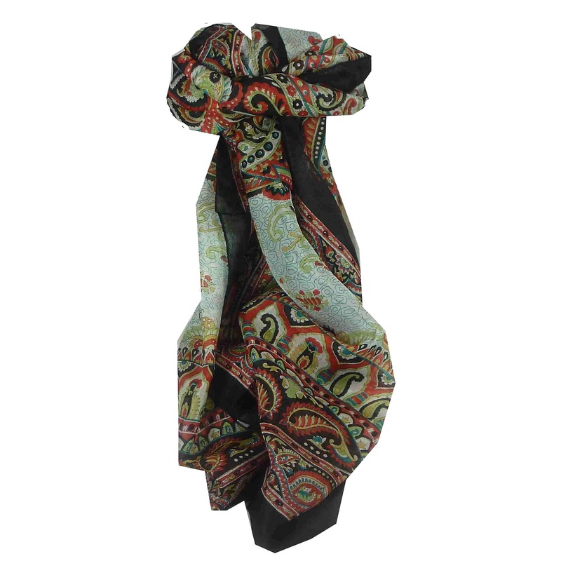 Mulberry Silk Traditional Long Scarf Safia Black by Pashmina & Silk | Fruugo SG