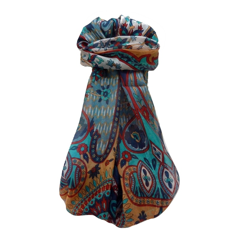 Mulberry Silk Traditional Long Scarf Shalmali Navy by Pashmina & Silk | Fruugo SG