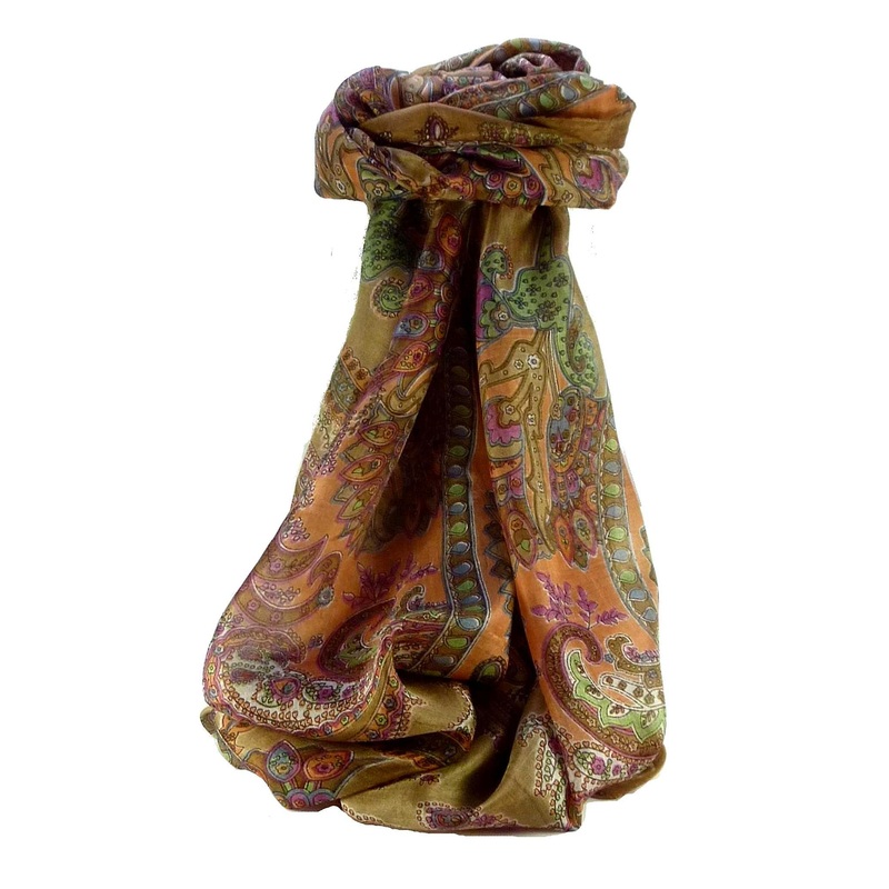 Mulberry Silk Traditional Long Scarf Shipra Chestnut by Pashmina & Silk | Fruugo SG
