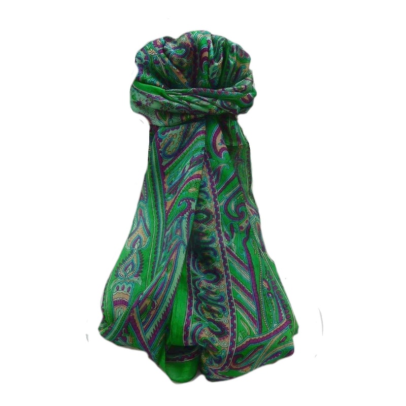Mulberry Silk Traditional Long Scarf  Yami Green by Pashmina & Silk | Fruugo SG