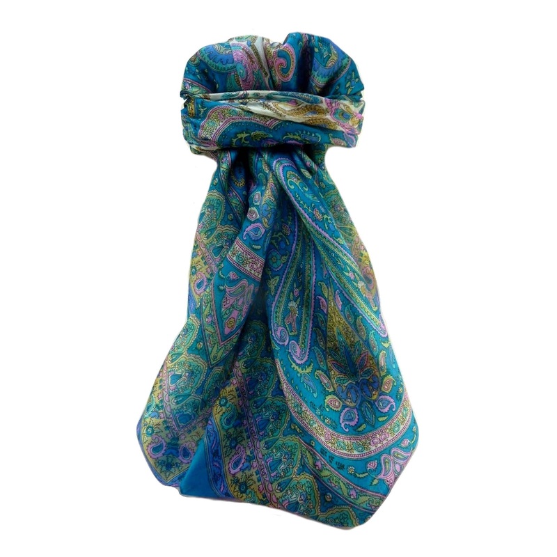 Mulberry Silk Traditional Square Scarf Bina Aqua by Pashmina & Silk | Fruugo SG