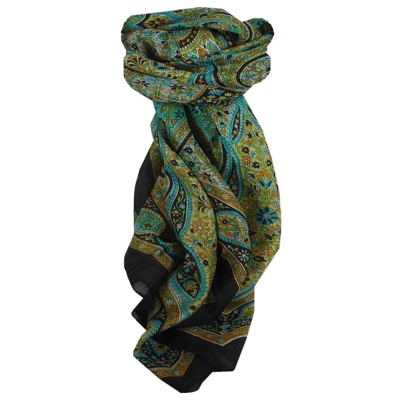 Mulberry Silk Traditional Square Scarf Chiti Black by Pashmina & Silk | Fruugo SG
