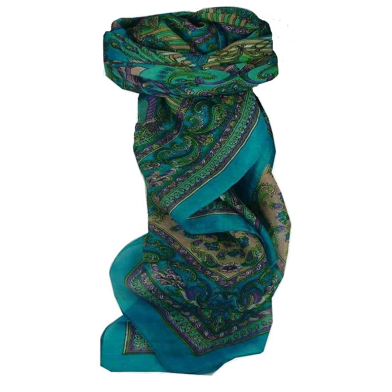 Mulberry Silk Traditional Square Scarf Dawa Aquamarine by Pashmina & Silk | Fruugo SG