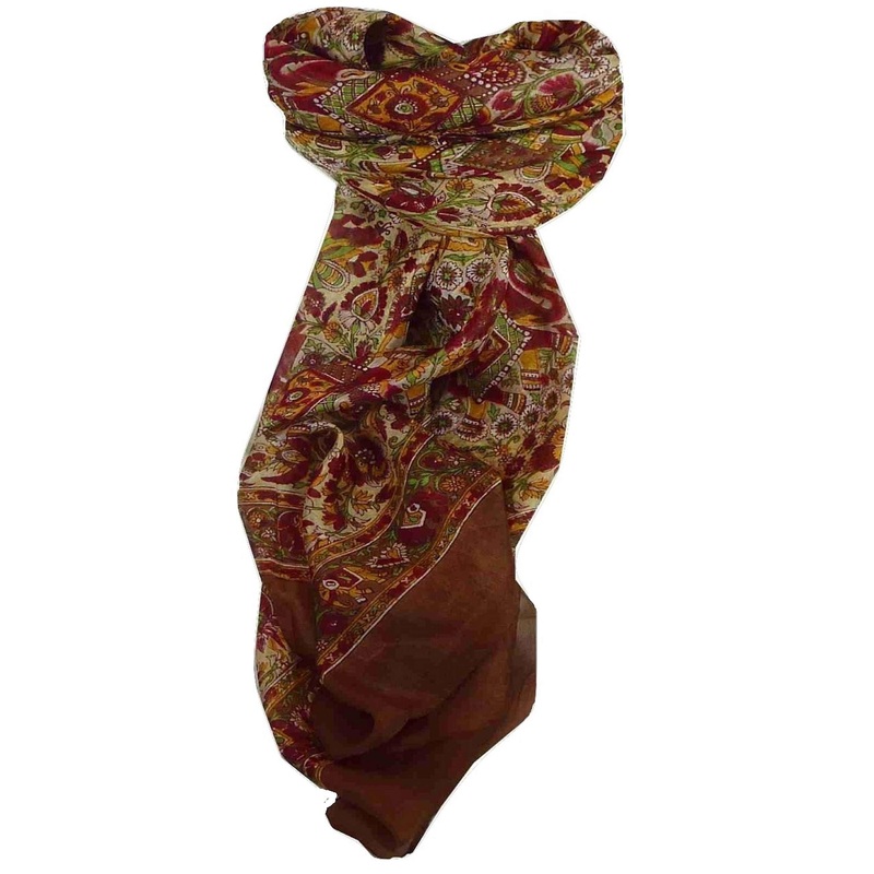 Mulberry Silk Traditional Square Scarf Har Coffee by Pashmina & Silk | Fruugo SG