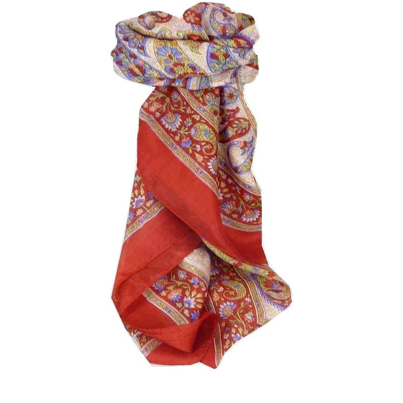 Mulberry Silk Traditional Square Scarf Hindon Red by Pashmina & Silk | Fruugo SG