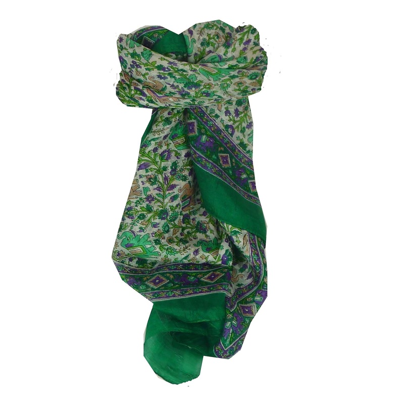 Mulberry Silk Traditional Square Scarf Jaipur Green by Pashmina & Silk | Fruugo SG
