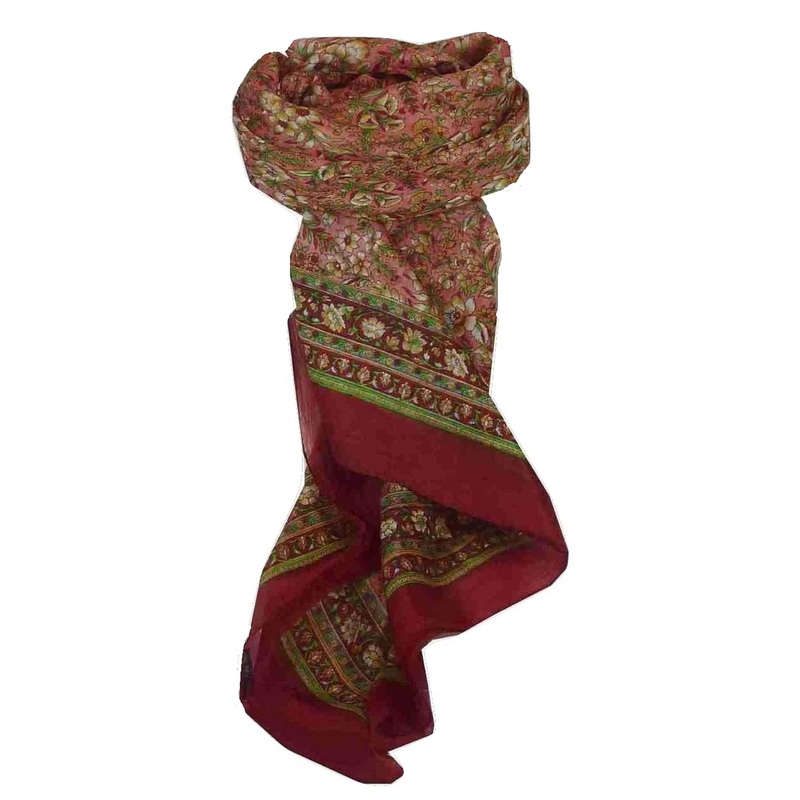 Mulberry Silk Traditional Square Scarf Jind Wine by Pashmina & Silk | Fruugo SG