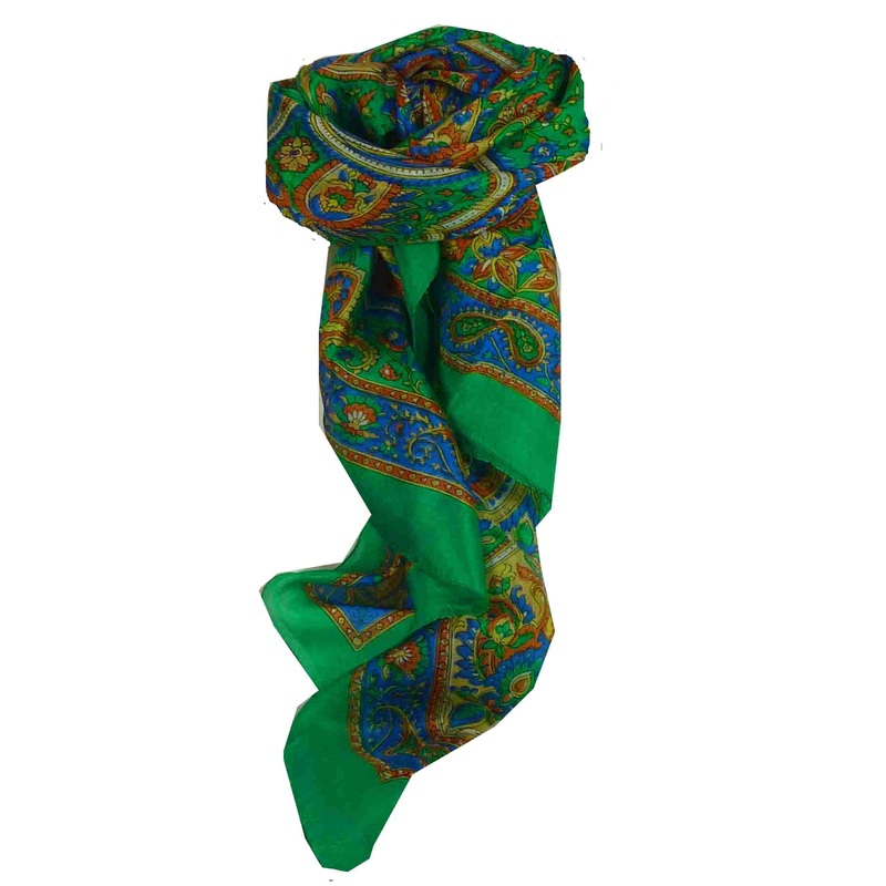 Mulberry Silk Traditional Square Scarf Kalinda Teal by Pashmina & Silk | Fruugo SG
