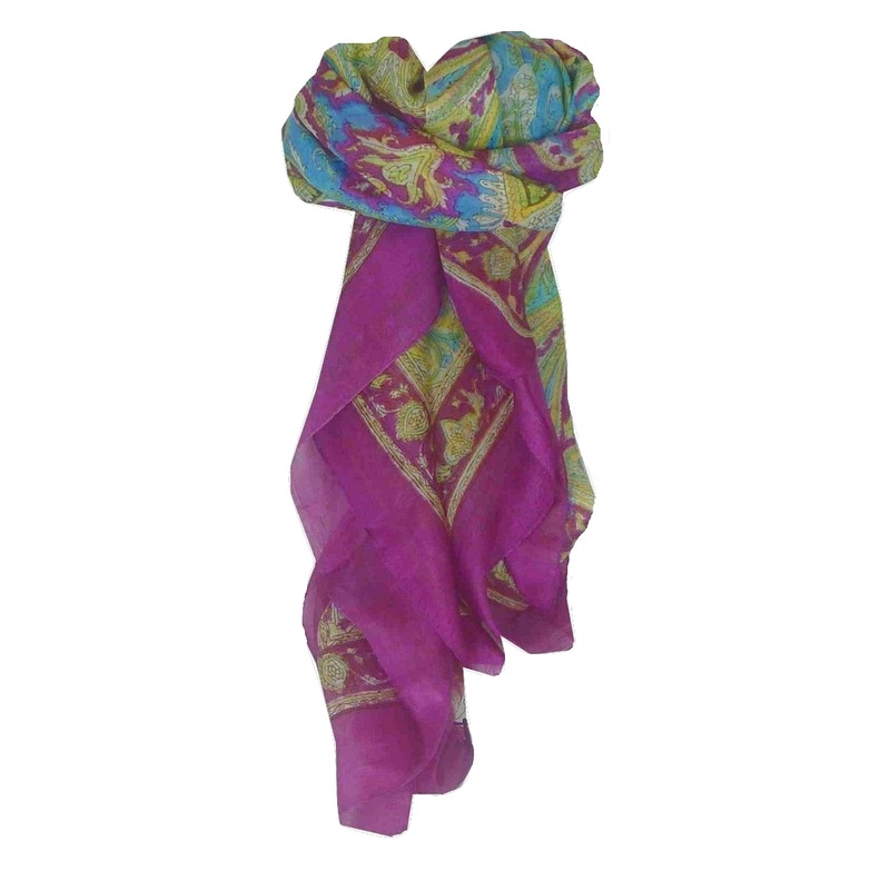 Mulberry Silk Traditional Square Scarf Loktak Rose by Pashmina & Silk | Fruugo SG