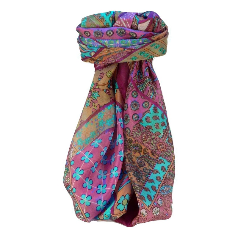 Mulberry Silk Traditional Square Scarf Qia Violet by Pashmina & Silk | Fruugo SG