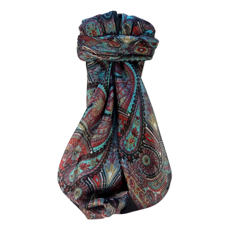 Mulberry Silk Traditional Square Scarf Zee Black by Pashmina & Silk | Fruugo SG