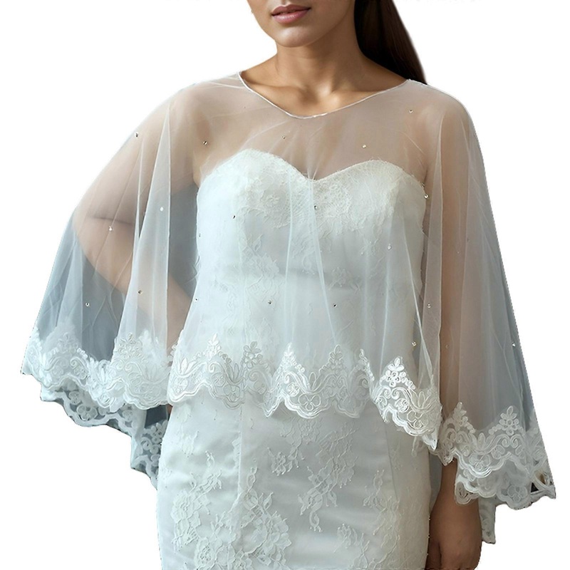 Multi Layer Tulle Shawl Wedding Light Weight Tippet Bridal Rhinestones Tippet for Wedding Evening Party Dresses | Fruugo SG