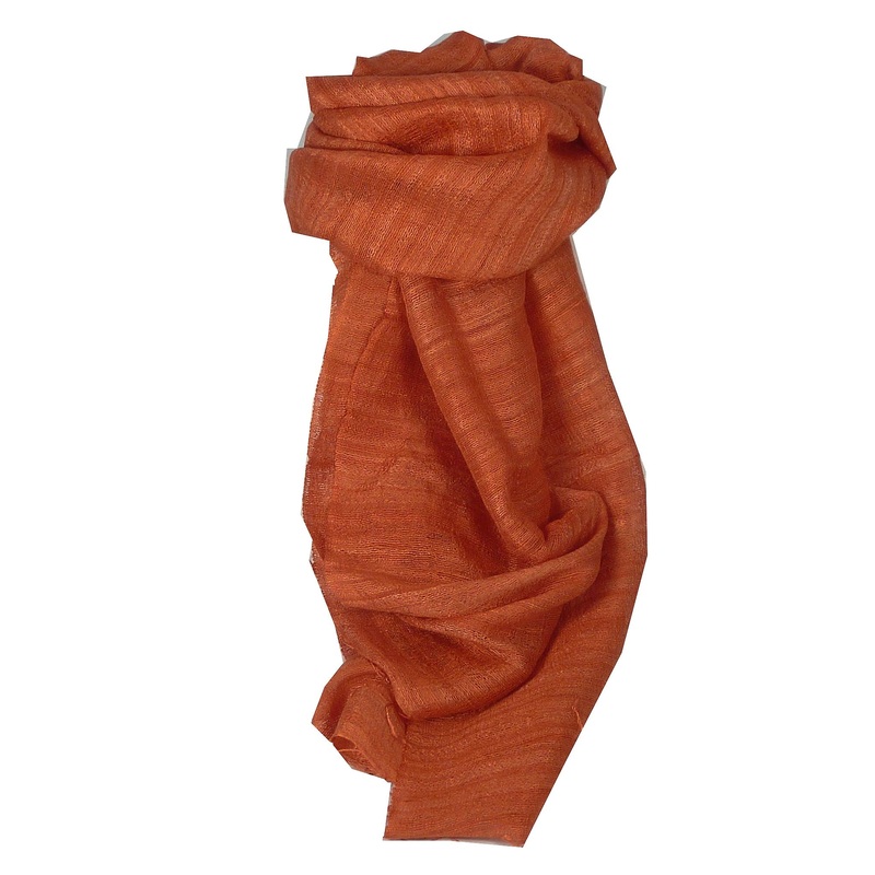 Pure Raw Silk Long Scarf Hanoi Weave Salmon by Pashmina & Silk | Fruugo SG