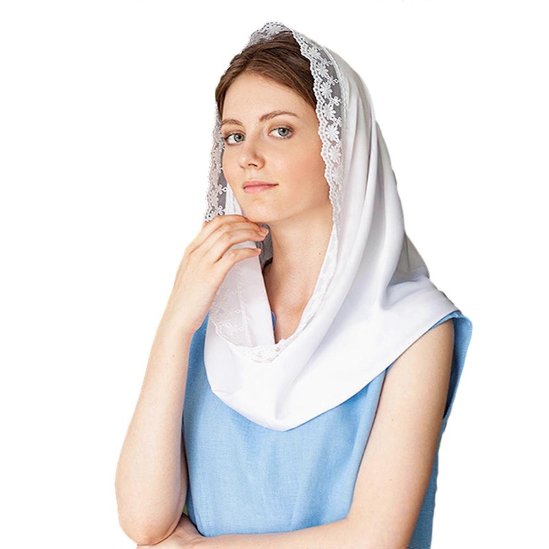 Solid Color Muslims Headscarf for Hot Summer Lightweight Shawl with Lace Trim for Ladies Wedding Church Supplies  White | Fruugo SG