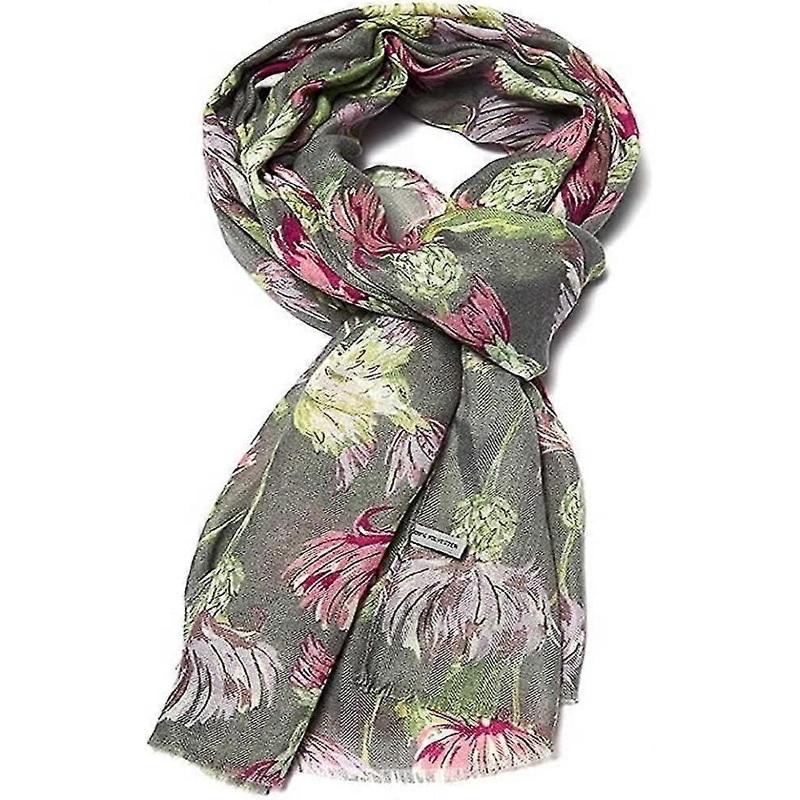 Thistle & Bird Print Grey Olaof Scarf Colourful Oversize Ladies Olaof Scarfs | Fruugo SG