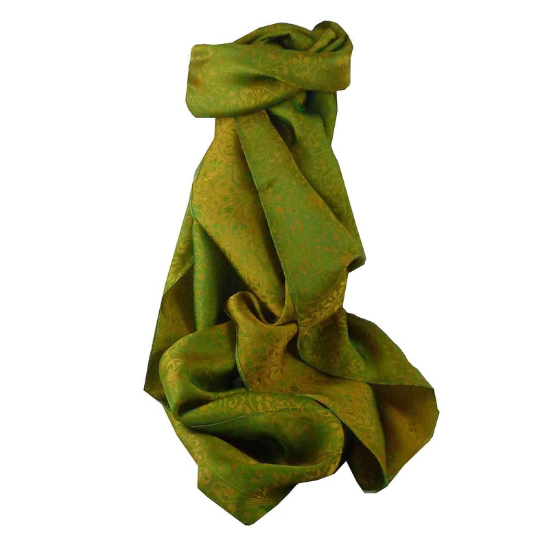 Vietnamese Silk Scarf Reversible Hoi-An Xen-Ban Jade & Olive by Pashmina & Silk | Fruugo SG