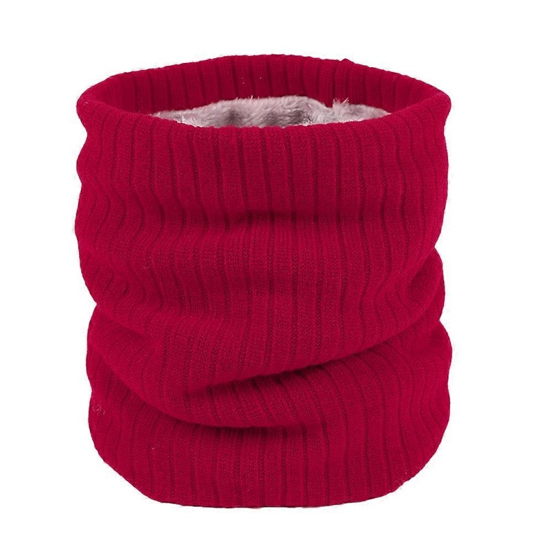Windproof Scarf Knitted Neck Warmer Fleece Lined Winter Scarves Red 1Set | Fruugo SG