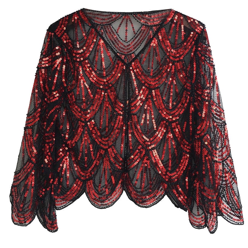 1920s Glistening Shawl for Women Flapper Evening Dress Accessories for Prom Women Wrap Shrug Scarf Elegant Sequins  black rose red | Fruugo SG