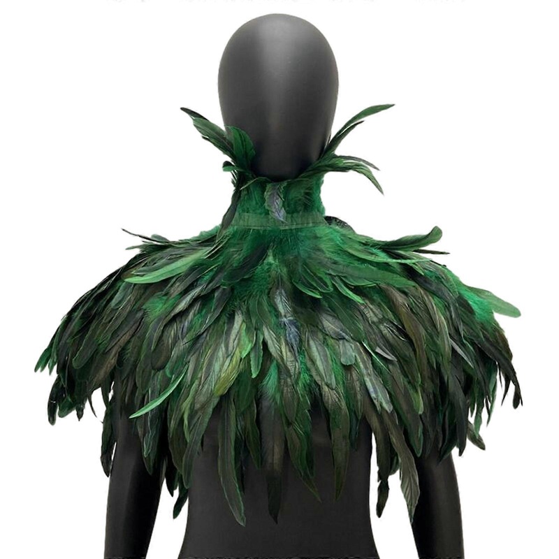 Female Party Costume Feather Cloak Adult Teens Feather Cape Halloween Party Cosplay Cape Punk Style Neck Shawl Accessory  Green | Fruugo SG