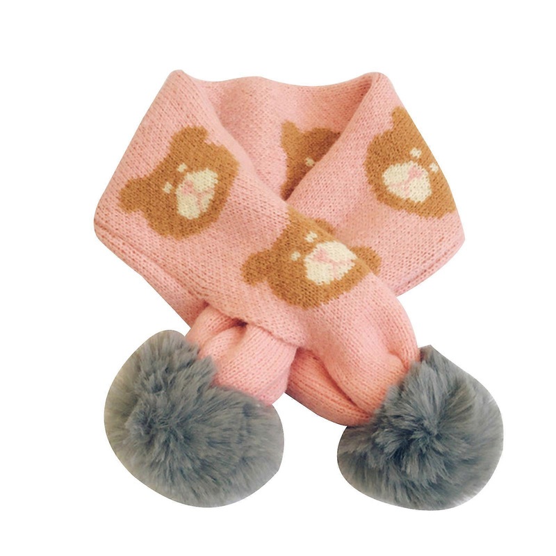 Kids Children Knitted Scarves Neck Warmer Thicken Warm Pompom Neckchief Scarf  Pink | Fruugo SG
