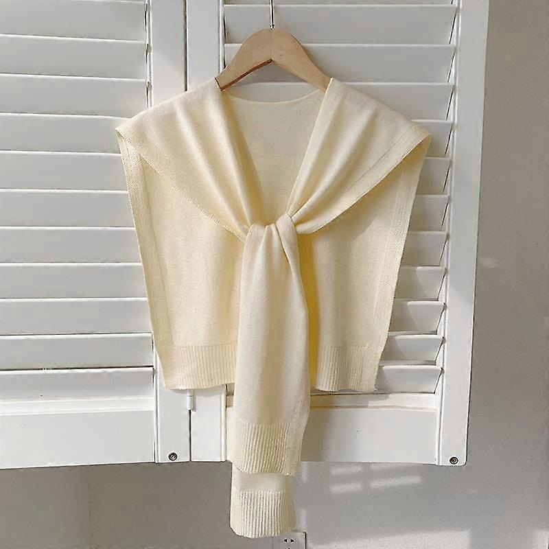Korean Knitted Shawl Summer Air Conditioning Fake Collar Neck Guard Knit Thin Knotted Cape Shoulder Scarf For Women | Fruugo SG