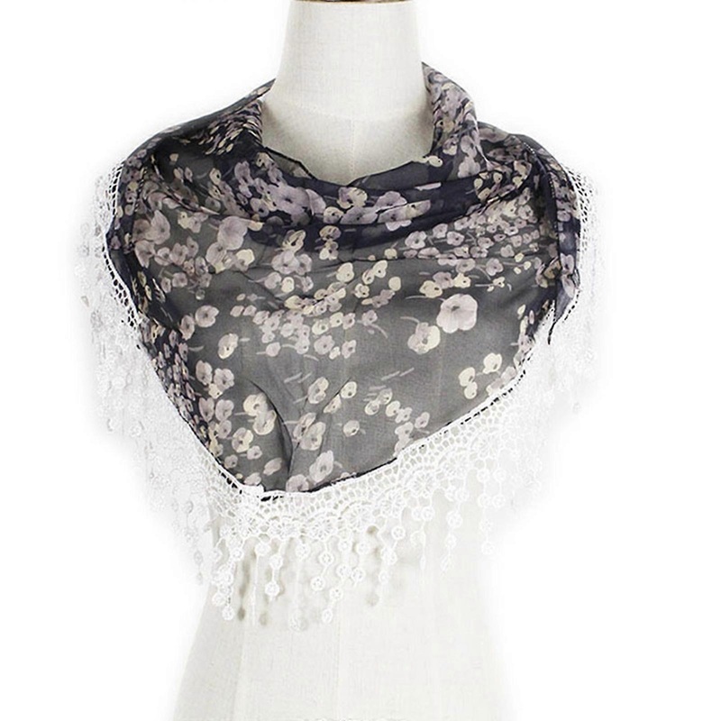 Ladies Floral Print Triangle Sheer Shawl for Ladies Summer Travel Body Cool Breathable Shawl Hot Weather Supplies  black flower | Fruugo SG