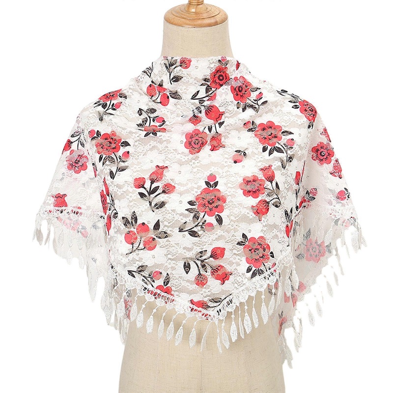 Ladies Floral Print Triangle Sheer Shawl for Ladies Summer Travel Body Cool Breathable Shawl Hot Weather Supplies  Red | Fruugo SG