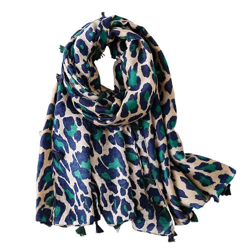 Leopard Print Women Scarf Green Long Style Dual Use Cotton Comfortable to Wear Air Conditioning Room 1Set | Fruugo SG