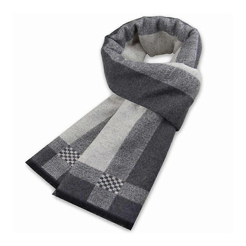 Men’s Scarf Black Gray Winter Thick Imitation Cashmere Men’s Scarf With | Fruugo SG