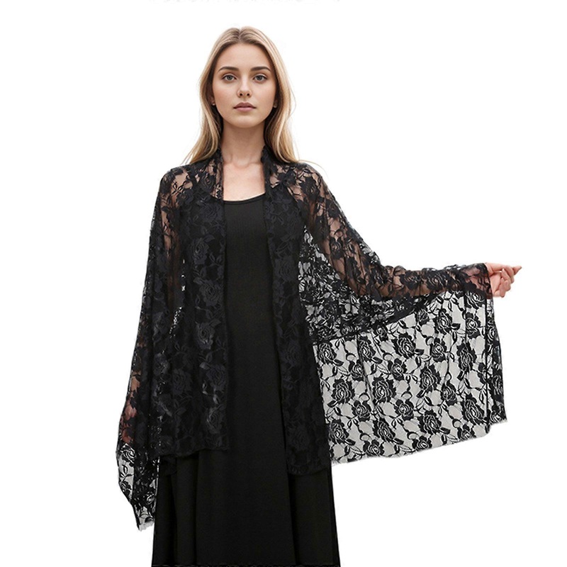 New Fashionable Female Tassels Wedding Bride Mantilla Shawl Lace Church Shawl for Parties and Travel  Black | Fruugo SG