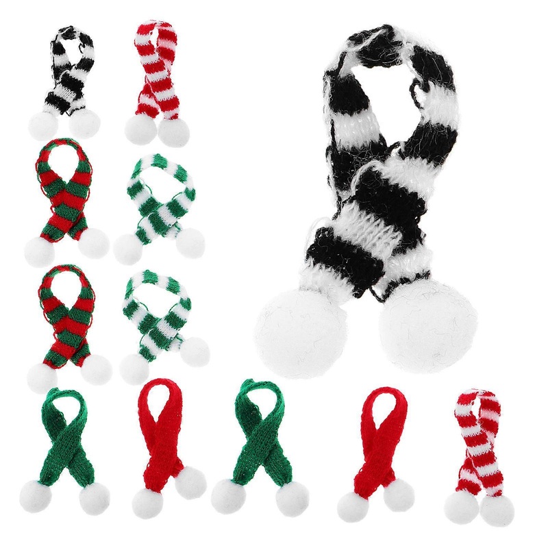 Tiny Snowman Scarves For Crafts Mini Christmas Scarf Dollhouse Accessories Assorted Color 15.00X1.50X1.50CM Knit 12Pcs | Fruugo SG