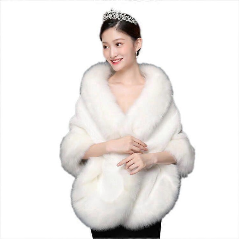 Women Faux Fur Coat Jackets Wrap Cape Shawl for Wedding Party | Fruugo SG