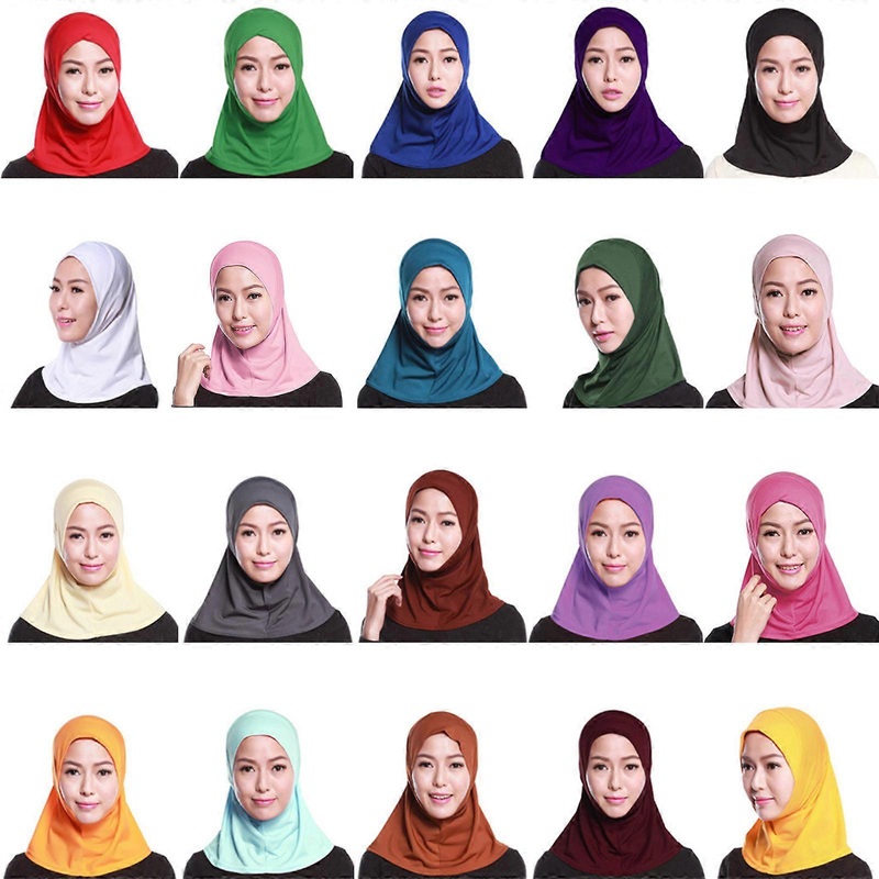 Women Muslim Turban Lady Adjustable Hijab Islamic Stretch Elastic for Head Cover Solid Color Cotton Underscarf Headscarf  Lake Blue | Fruugo SG